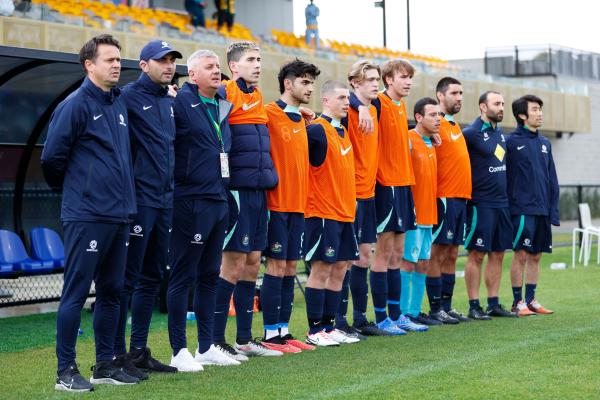 CommBank Pararoos line up to sing national anthem before game v Japan. IFCPF Asia Oceania Championships.